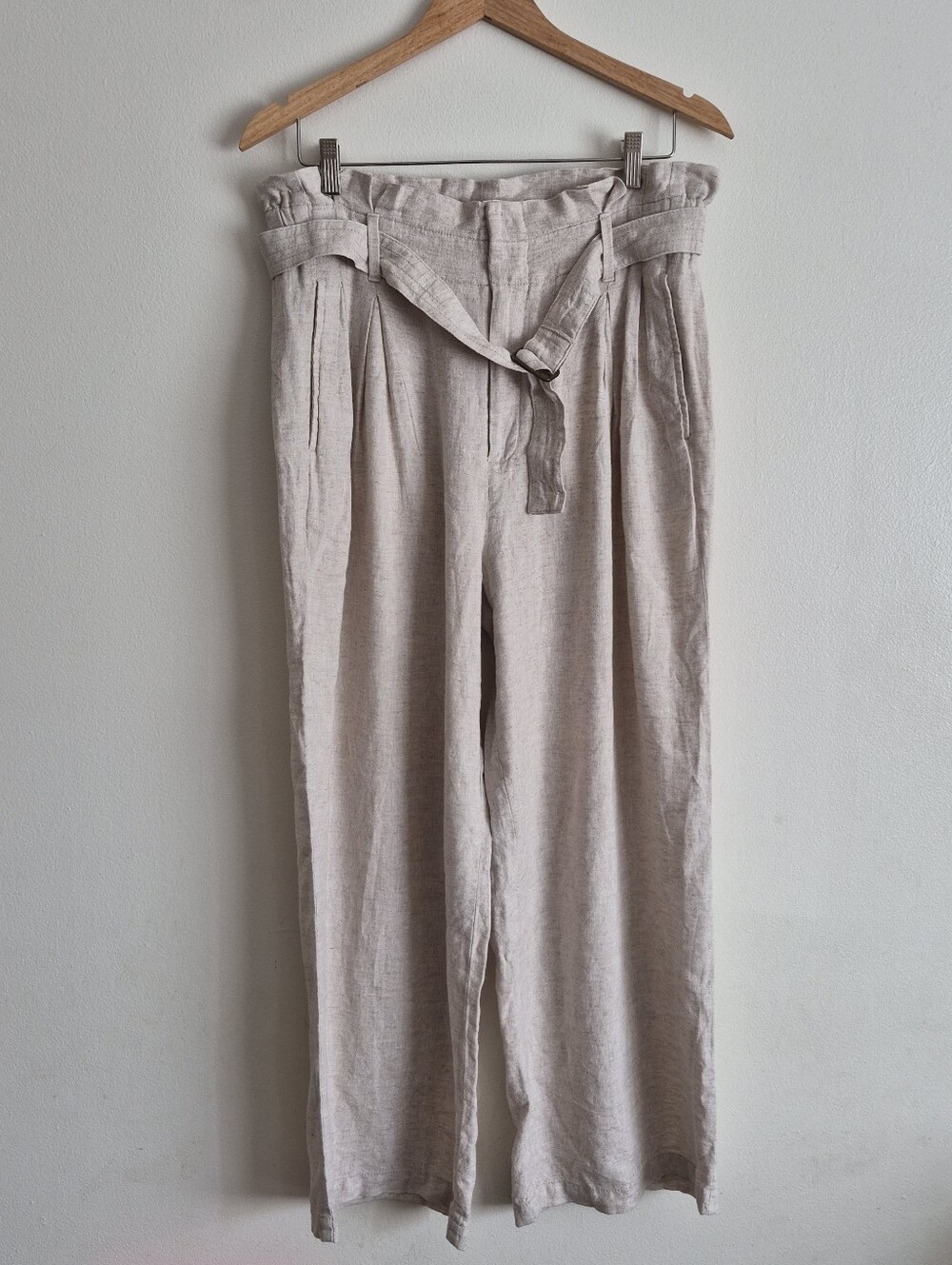 Banana Republic Wide Leg Linen Pants Paper Bag Waist 10 Petite